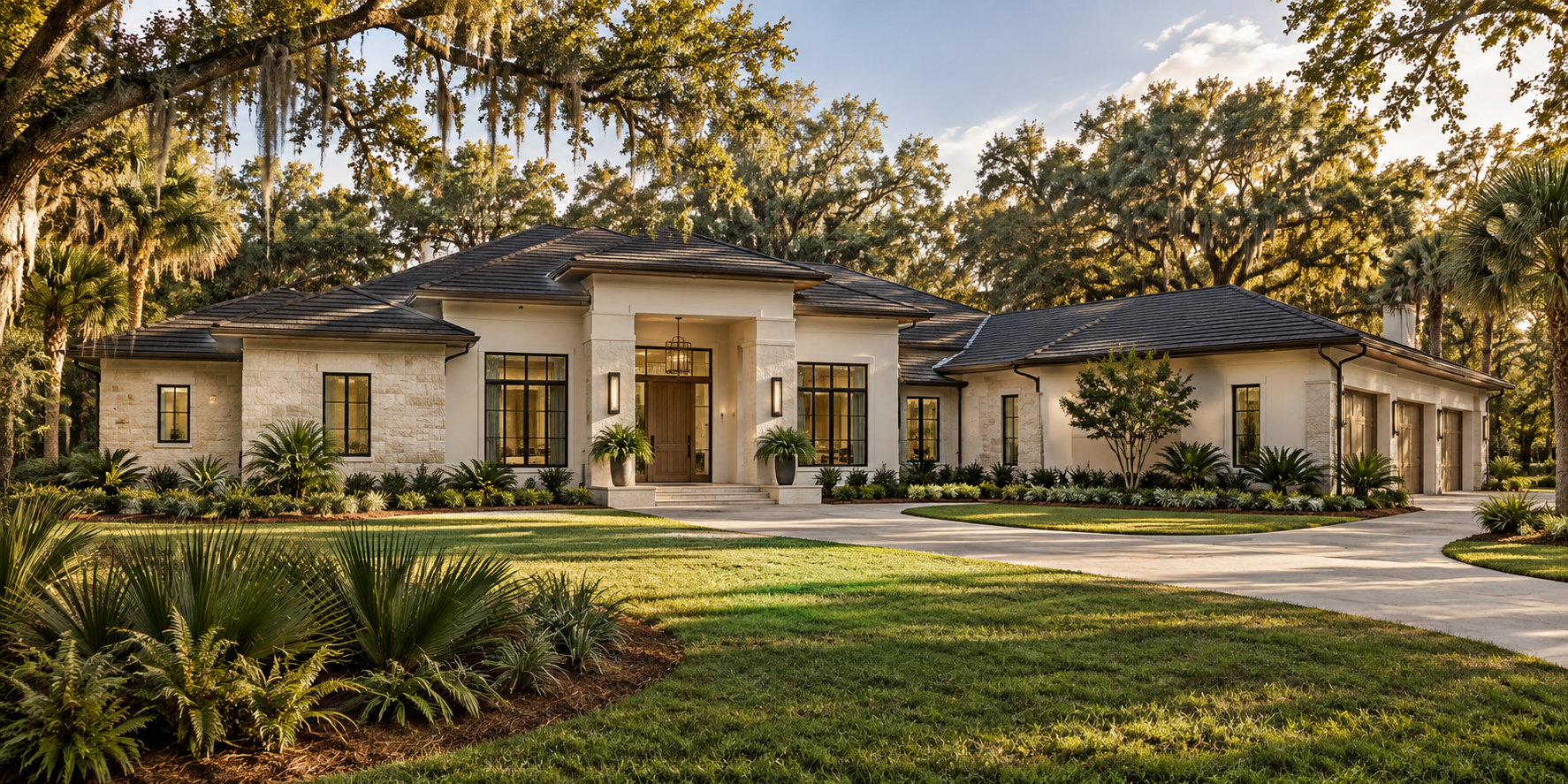 Conceptual Florida transitional home illustrating the design direction for The Hibiscus at 10179 Ranchview Drive
